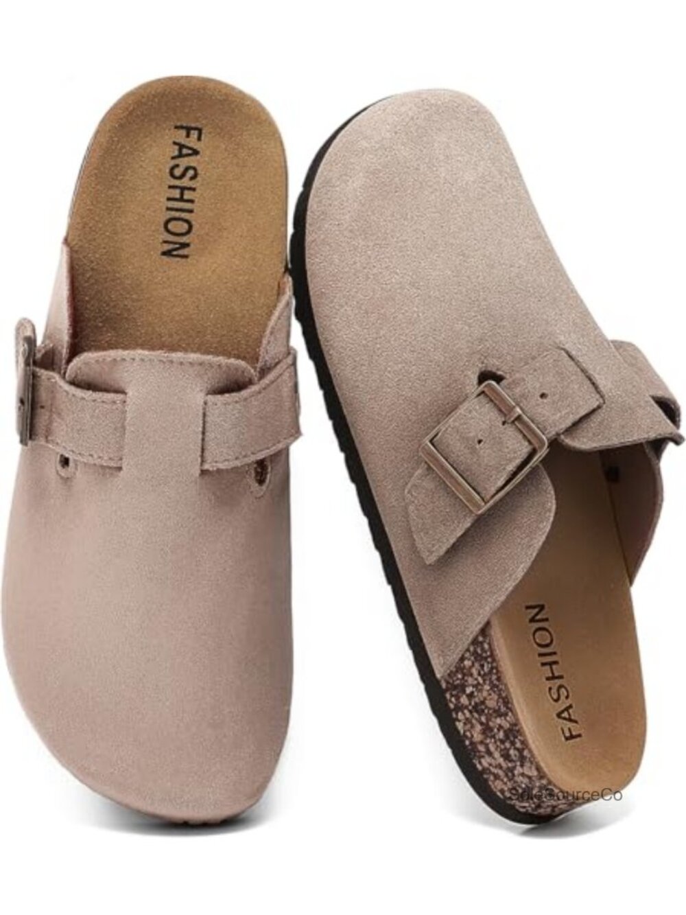 Suede Clogs for Women Leather Mules Cork Footbed Slip-On Comfort Shoes